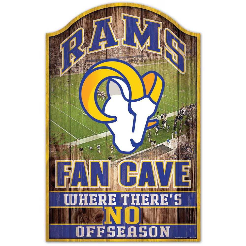 Los Angeles Rams NFL UK Fan Cave Wood Sign – 11" x 17" (UK Stock) - UKASSNI