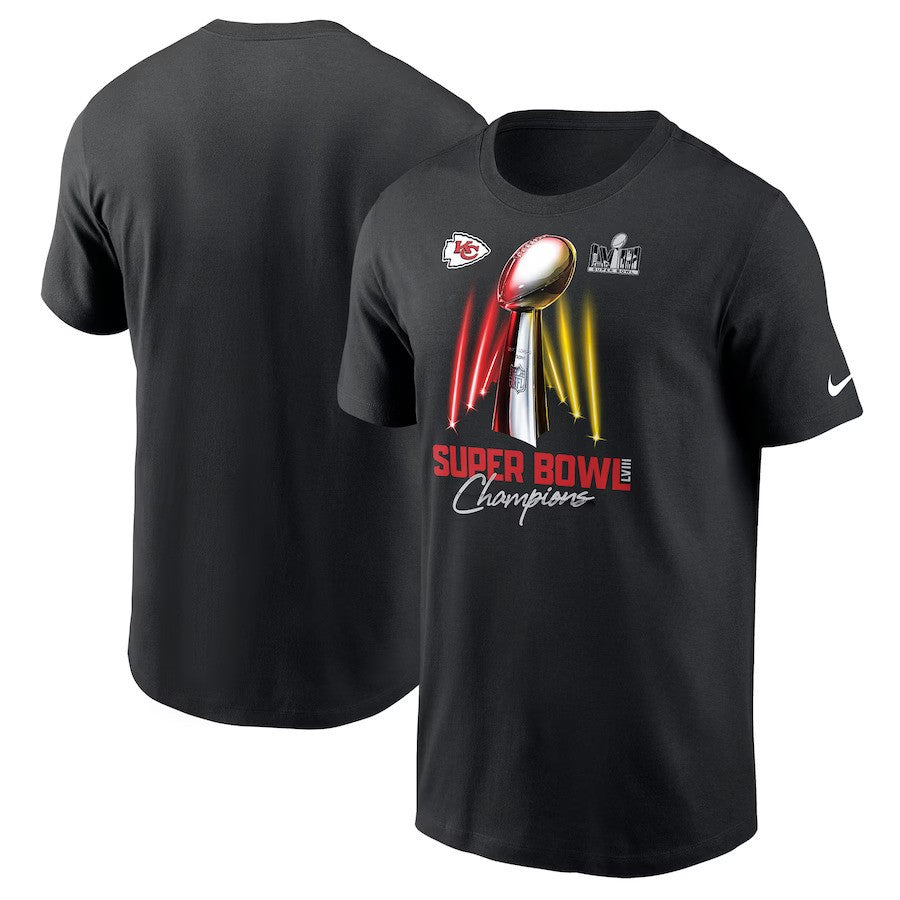 Kansas City Chiefs Nike Super Bowl LVIII Champions Lombardi Trophy T-Shirt - Black - UKASSNI