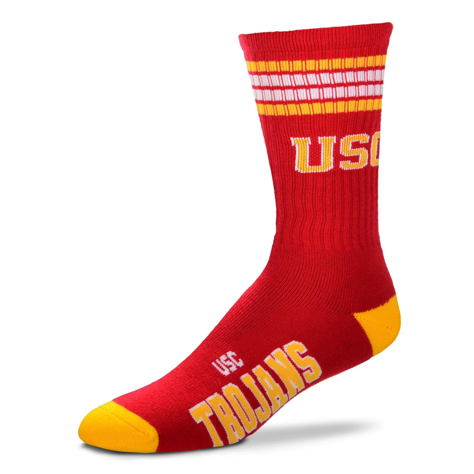 USC Trojans Bare Feet NCAA 4-Stripe Deuce Socks – Large (UK Stock) - UKASSNI