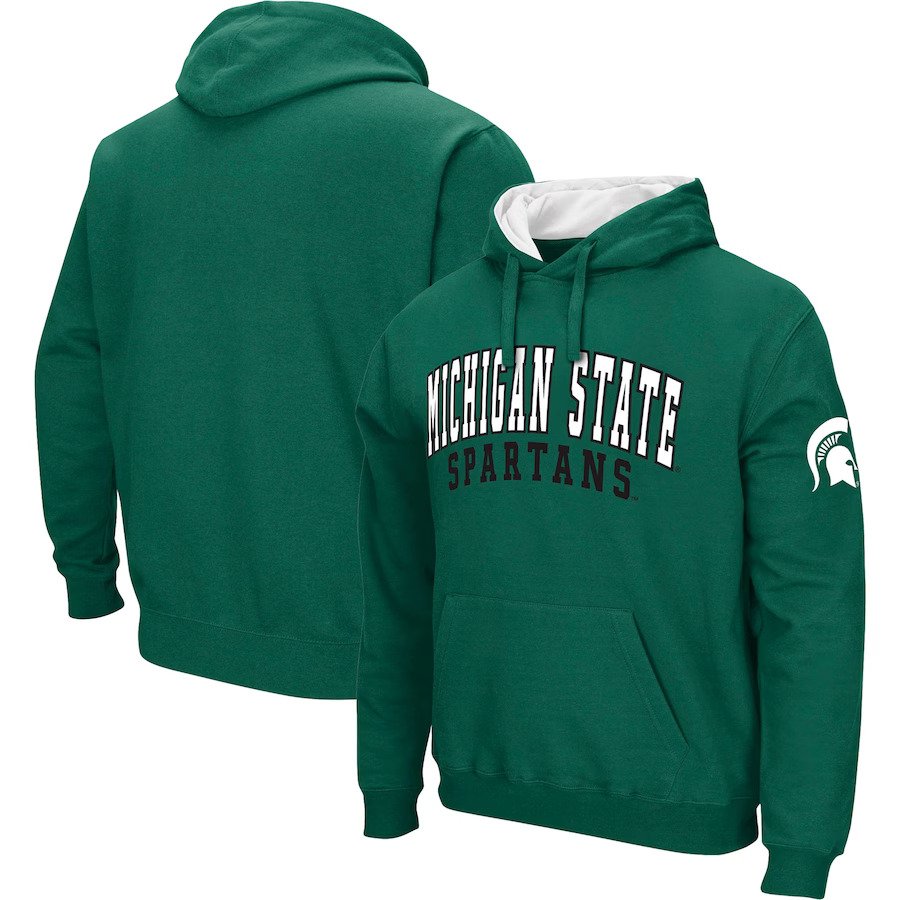 Michigan State Spartans Colosseum Double Arch Pullover Hoodie - Green - UKASSNI