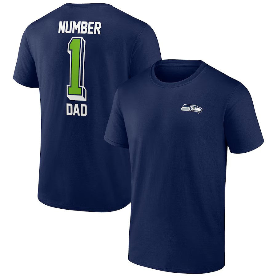 Seattle Seahawks Number One Dad T-Shirt - College Navy - UKASSNI