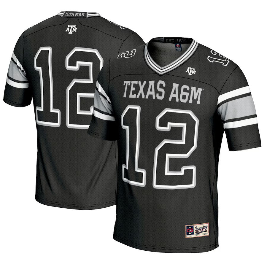 #12 Texas A&M Aggies GameDay Greats Football Lightweight Fashion Jersey - Black - UKASSNI