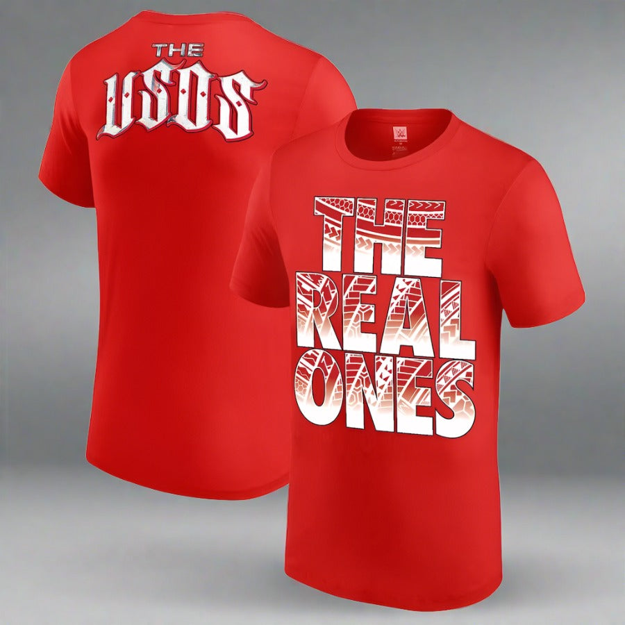 The Usos WWE UK The Real Ones T-Shirt - Red - UKASSNI