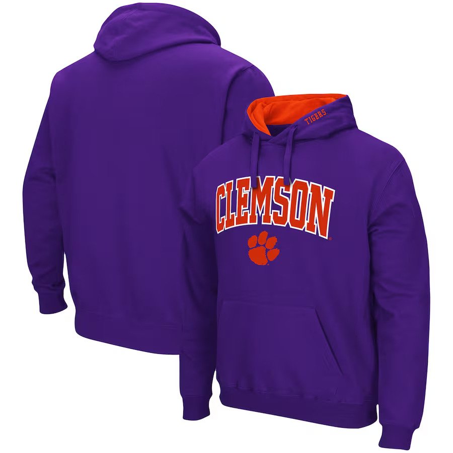 Clemson Tigers Colosseum Arch & Logo 3.0 Pullover Hoodie - Purple - UKASSNI