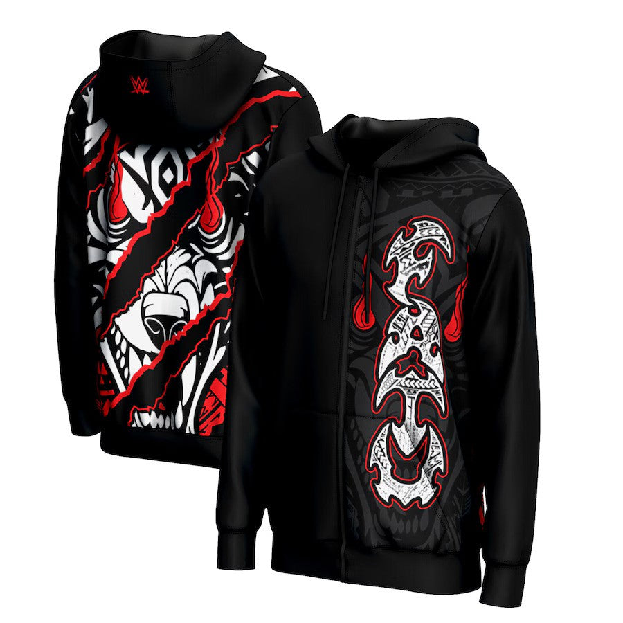 Jacob Fatu WWE ProSphere Claw Mark Full-Zip Hoodie – Black (USA Stock) - UKASSNI