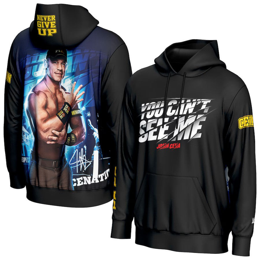 John Cena WWE ProSphere You Can’t See Me Pullover Hoodie – Black (USA Stock) - UKASSNI