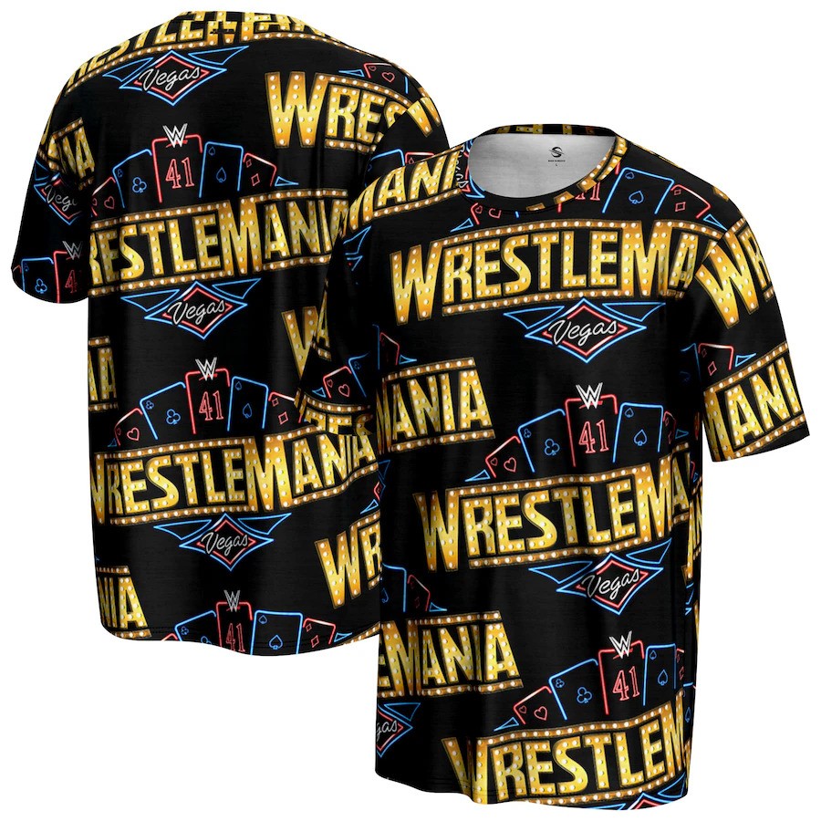 ProSphere WWE WrestleMania 41 Allover Print T-Shirt - Black - UKASSNI