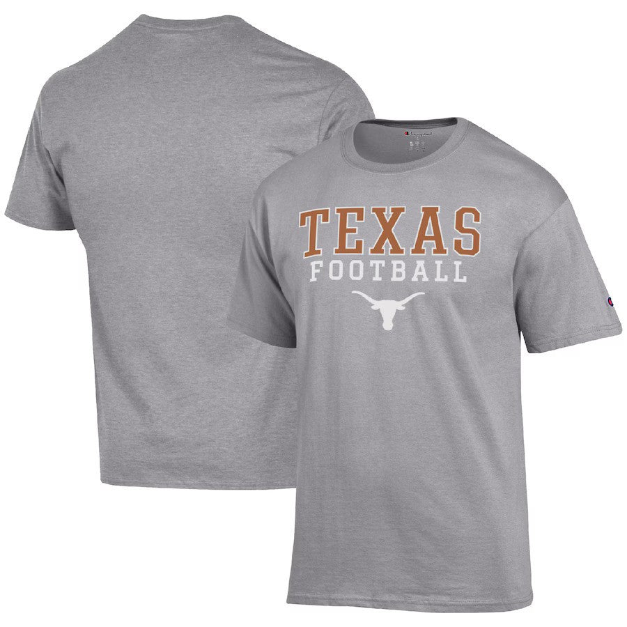 Texas Longhorns NCAA Champion Football Stack T-Shirt – Heather Gray (USA Stock) - UKASSNI