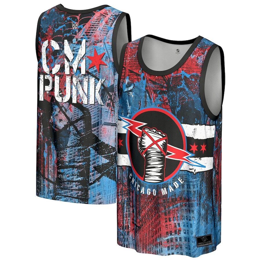 CM Punk WWE ProSphere Chicago Made Basketball Fashion Jersey – Black (USA Stock) - UKASSNI