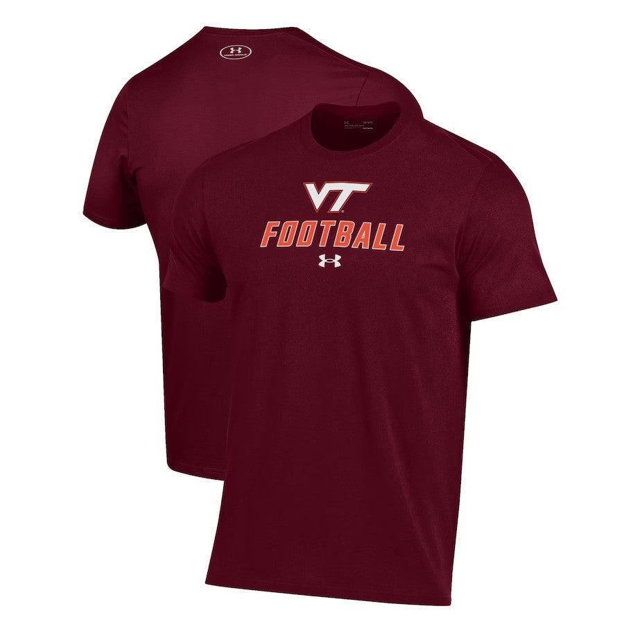 Virginia Tech Hokies NCAA Under Armour Football Performance T-Shirt - Maroon (USA Stock) - UKASSNI