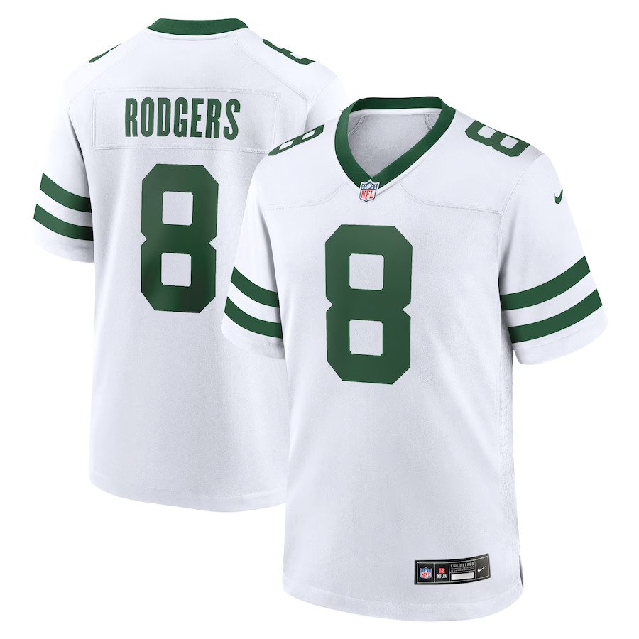 Aaron Rodgers New York Jets Nike Legacy Player Game Jersey - White - UKASSNI
