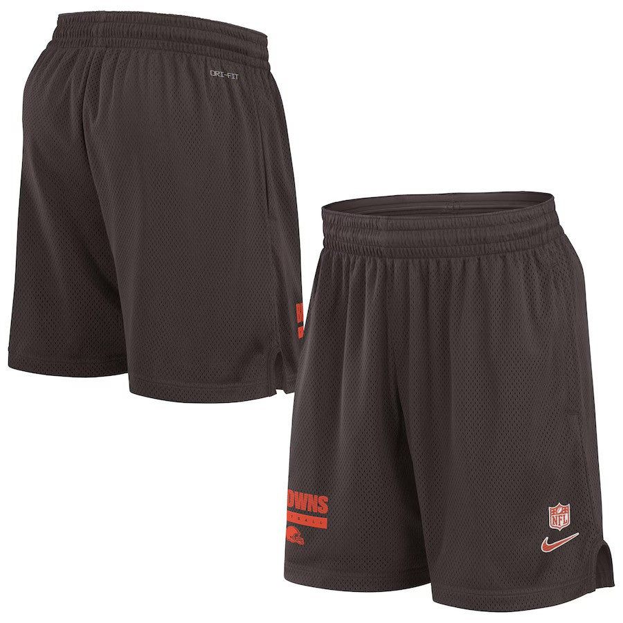 Cleveland Browns Nike 2024 Sideline Performance Mesh Shorts - Brown - UKASSNI