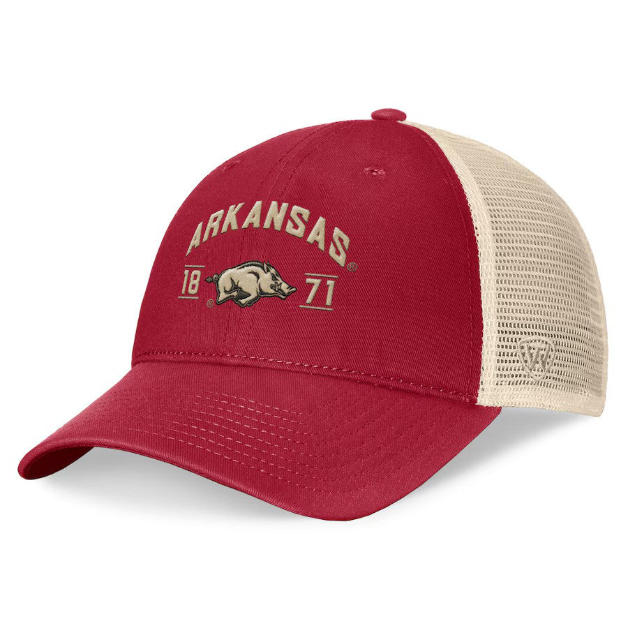 Arkansas Razorbacks NCAA Top of the World Heritage Waylon Trucker Adjustable Hat – Cardinal (USA Stock) - UKASSNI