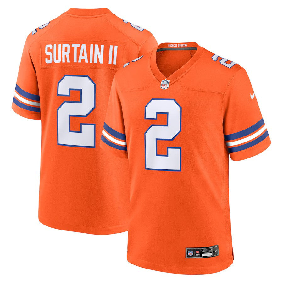 Patrick Surtain II Denver Broncos Nike Mile High Collection 1977 Throwback Player Game Jersey - Orange - UKASSNI