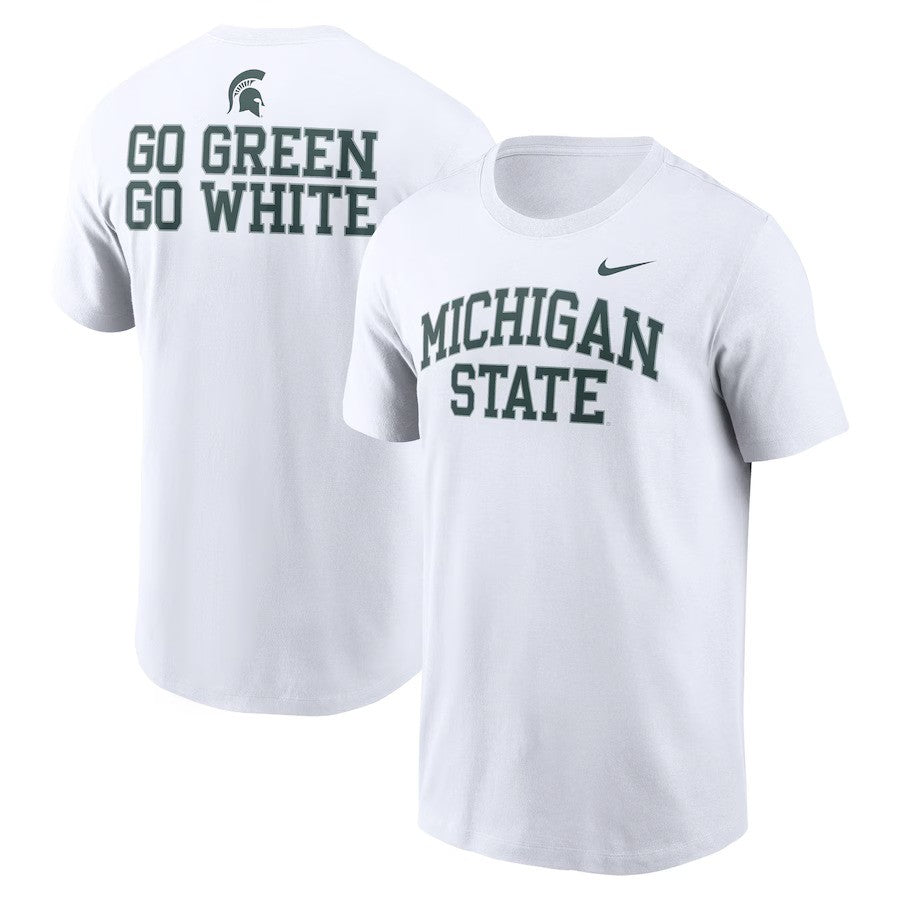 Michigan State Spartans NCAA Nike Blitz 2-Hit T-Shirt – White (USA Stock) - UKASSNI