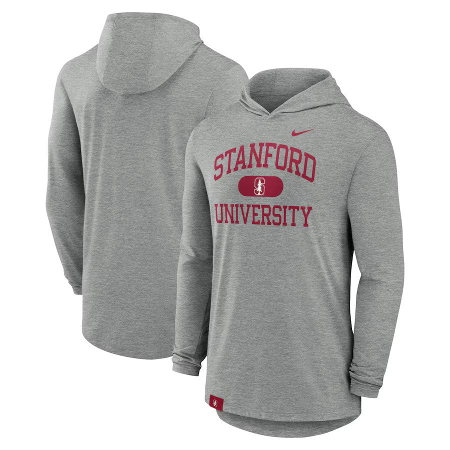 Stanford Cardinal Nike Blitz Hoodie Long Sleeve T-Shirt - Heather Gray - UKASSNI