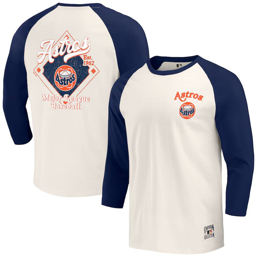 Houston Astros Darius Rucker Collection by Fanatics Cooperstown Collection Raglan 3/4-Sleeve T-Shirt - Navy/White - UKASSNI