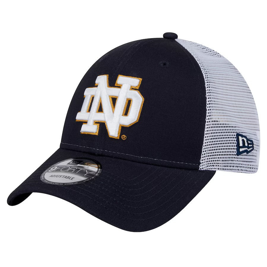 Notre Dame Fighting Irish New Era Trucker 9FORTY Adjustable Hat - Navy - UKASSNI