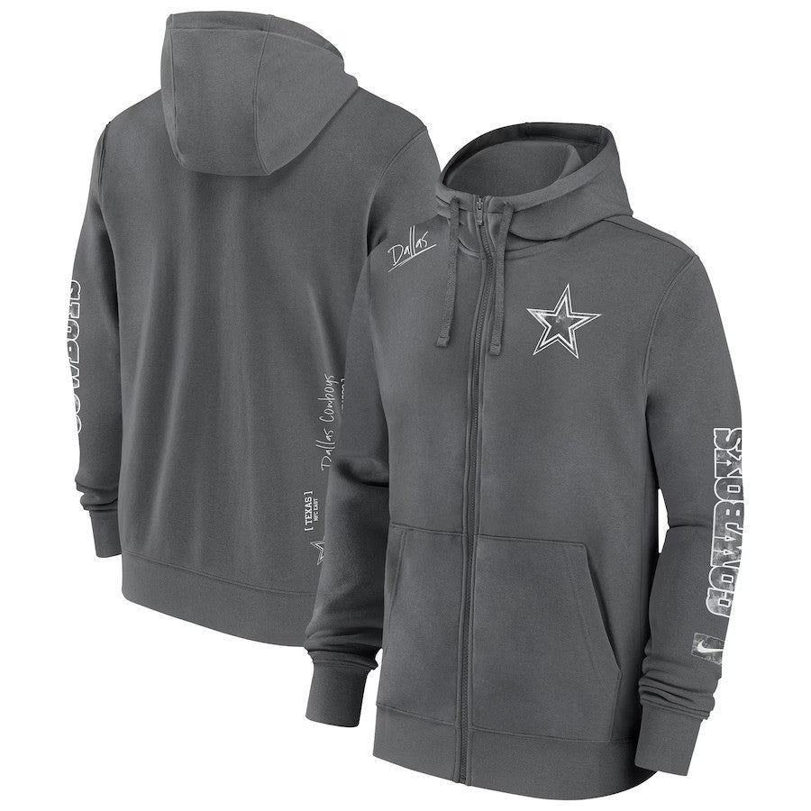 Dallas Cowboys Nike Multi Logo Full-Zip Hoodie - Gray - UKASSNI