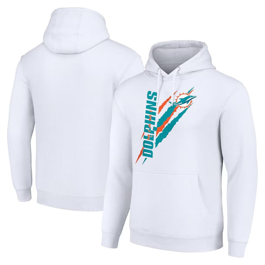 Miami Dolphins Starter Color Scratch Fleece Pullover Hoodie - White - UKASSNI