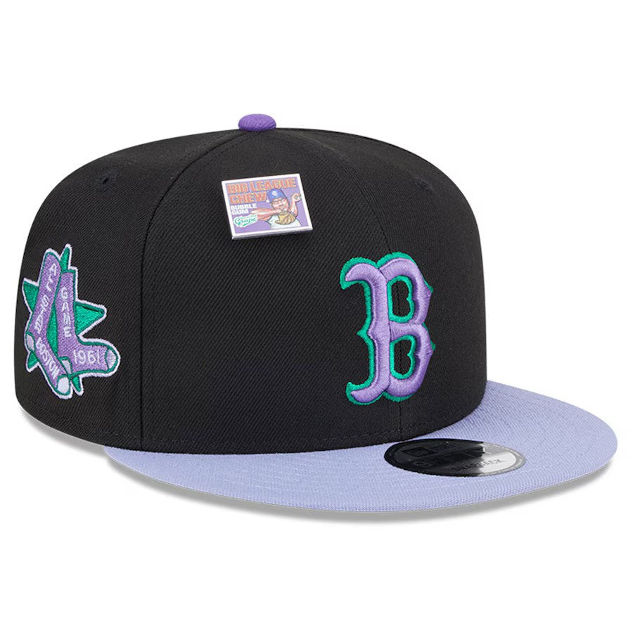 Boston Red Sox New Era Grape Big League Chew Flavor Pack 9FIFTY Snapback Hat - Black/ Purple