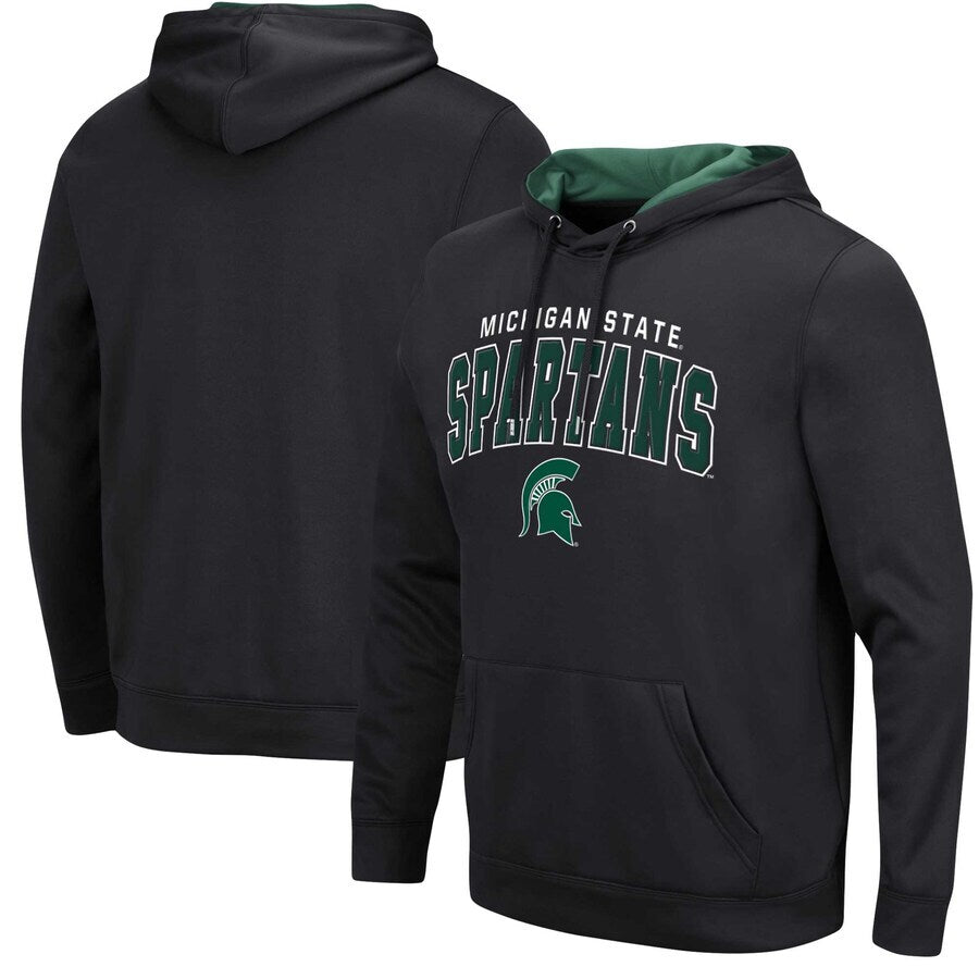 Michigan State Spartans NCAA Colosseum Resistance Pullover Hoodie – Black (USA Stock) - UKASSNI