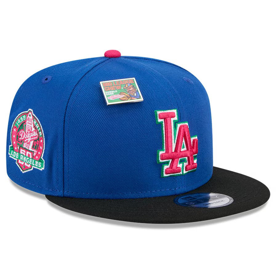 Los Angeles Dodgers New Era Watermelon Big League Chew Flavor Pack 9FIFTY Snapback Hat - Royal/ Black