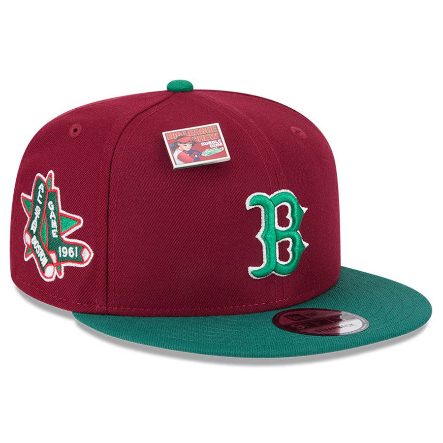 Boston Red Sox New Era Strawberry Big League Chew Flavor Pack 9FIFTY Snapback Hat - Cardinal/ Green