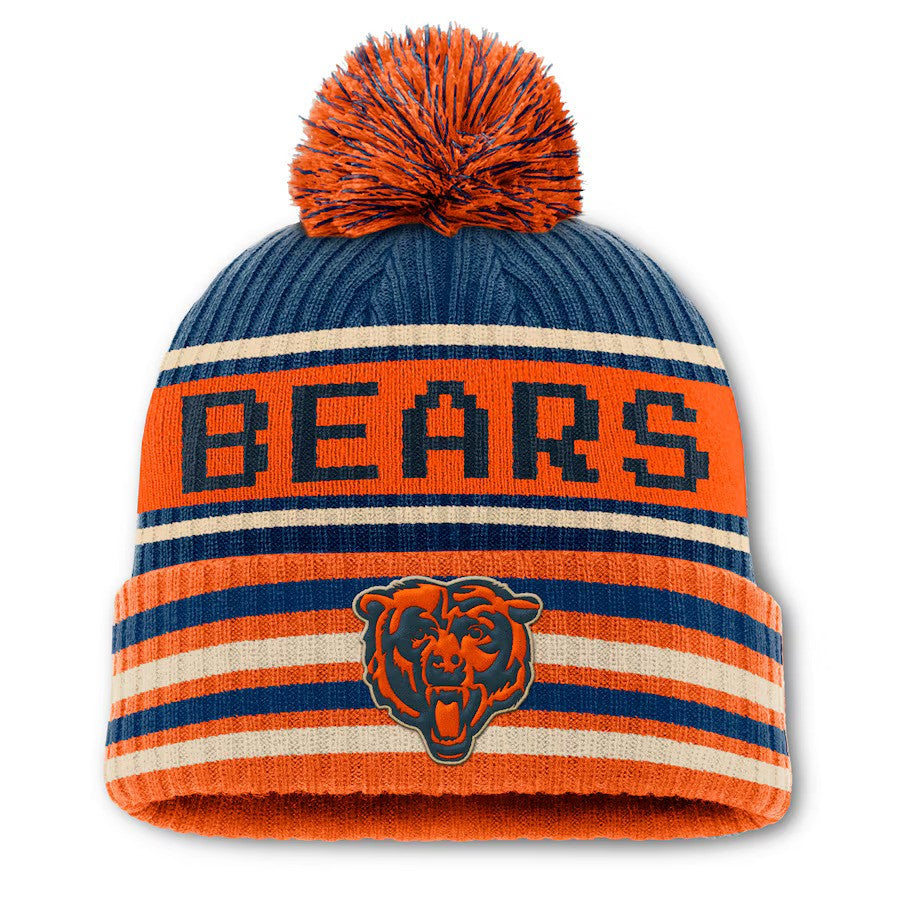 Chicago Bears Fanatics Blindside Cuffed Knit Hat with Pom - Navy/Orange - UKASSNI