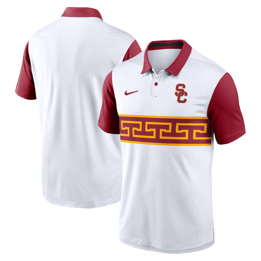 USC Trojans NCAA Nike Primetime Campus Vapor Performance Polo – White (USA Stock) - UKASSNI