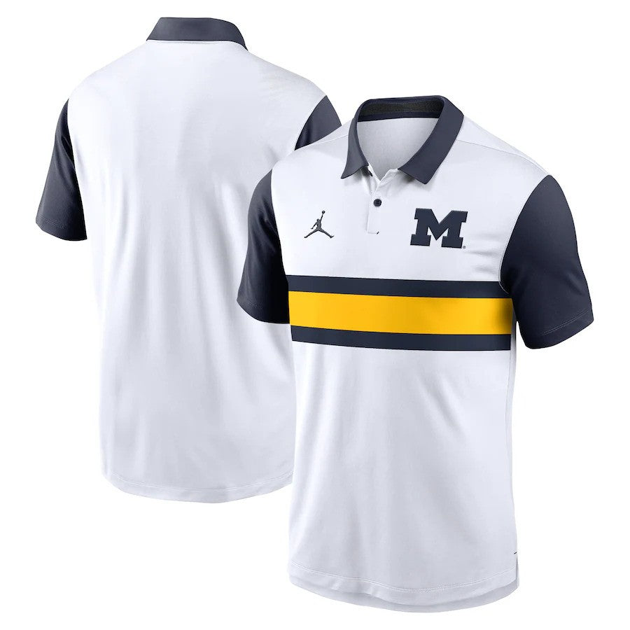 Michigan Wolverines NCAA Jordan Brand Primetime Campus Vapor Performance Polo – White (USA Stock) - UKASSNI