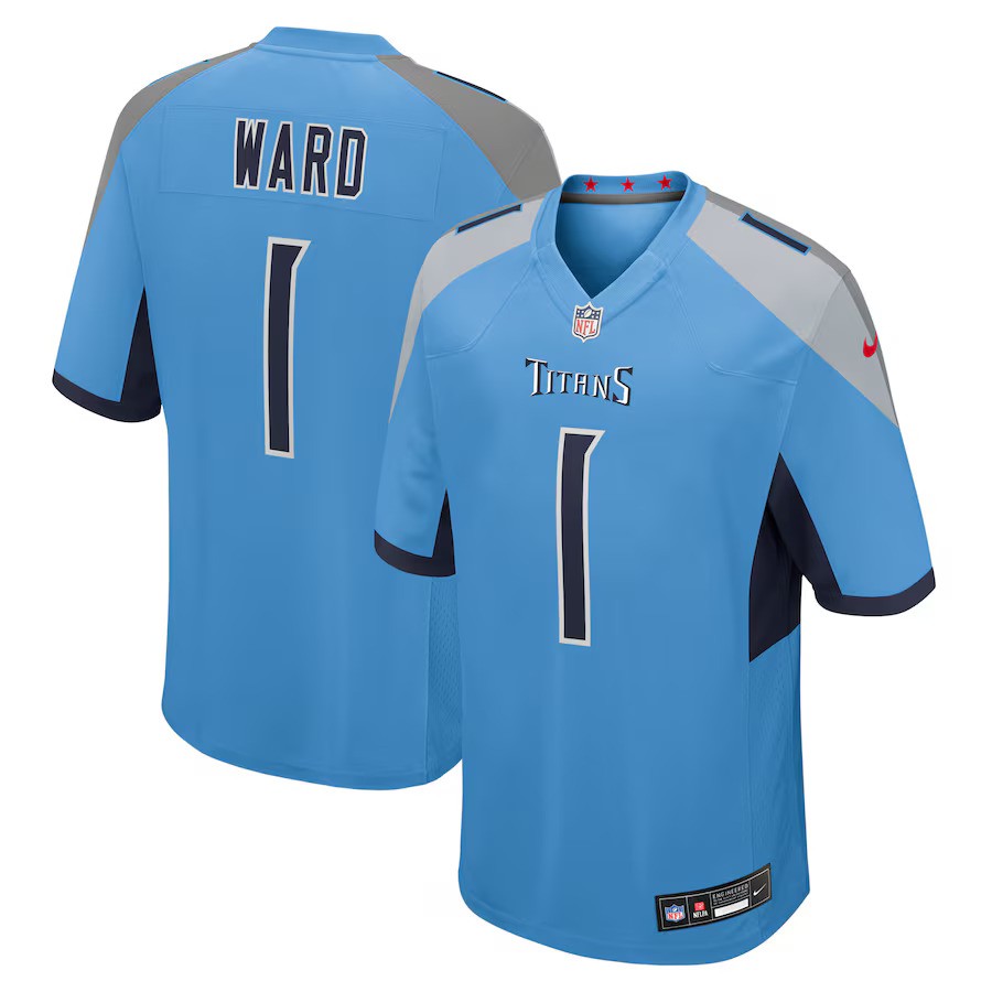 Tennessee Titans NFL Cameron Ward Nike 2025 NFL Draft First Round Pick Game Jersey – Light Blue (USA Stock) - UKASSNI