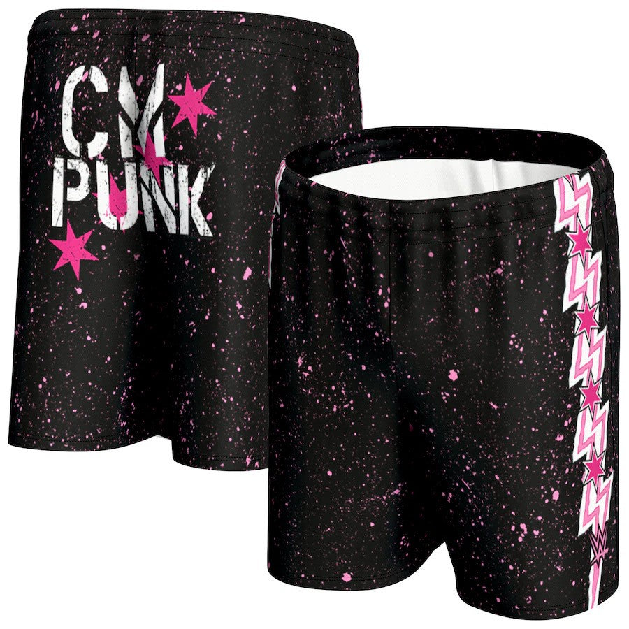 CM Punk WWE ProSphere Lightning Shorts – Black (USA Stock) - UKASSNI