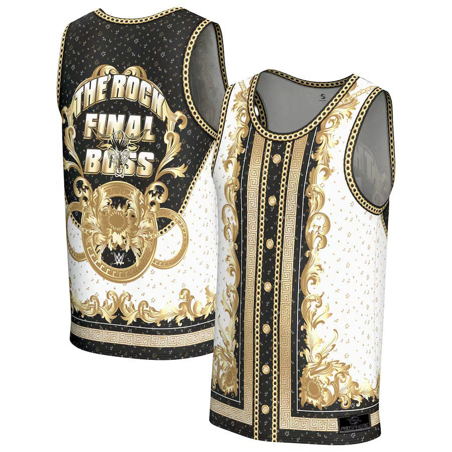 The Rock WWE ProSphere In-Ring Basketball Jersey – Gold (USA Stock) - UKASSNI
