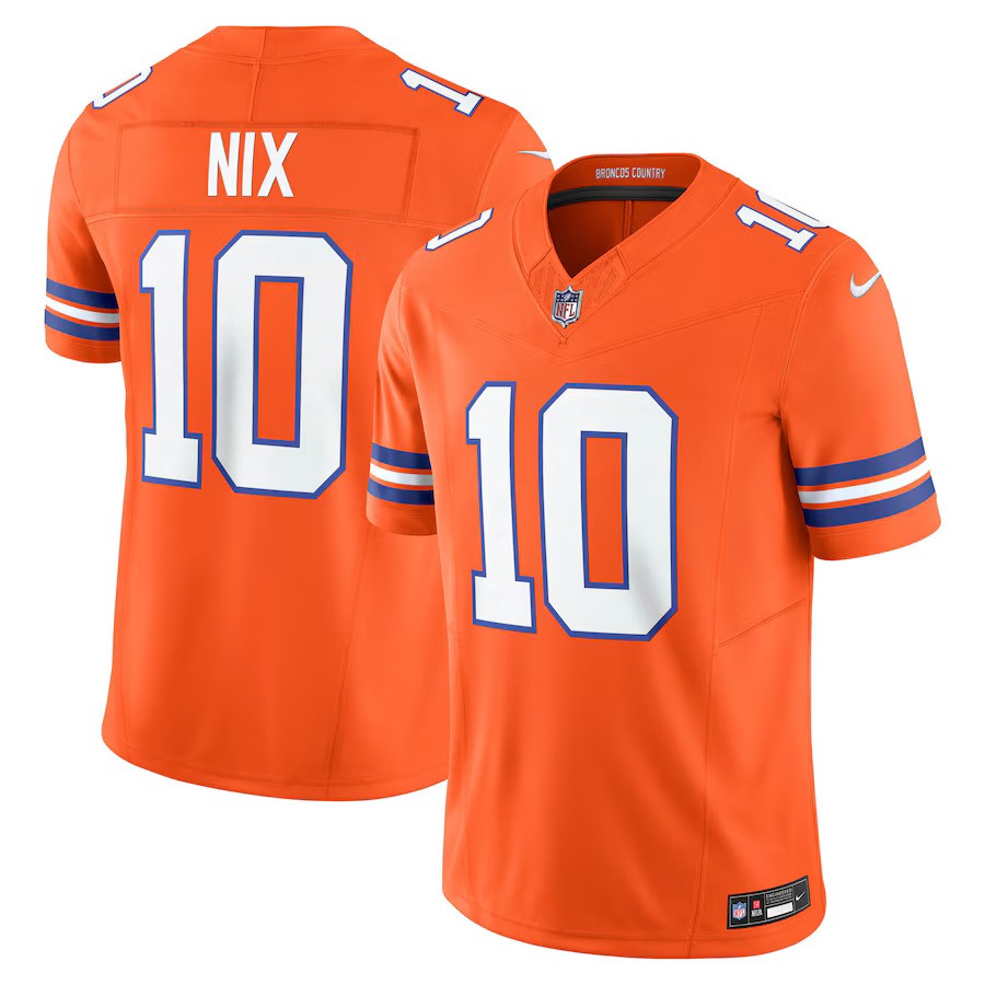 Denver Broncos NFL Bo Nix Nike Vapor F.U.S.E. Limited Jersey – Orange (USA Stock) - UKASSNI