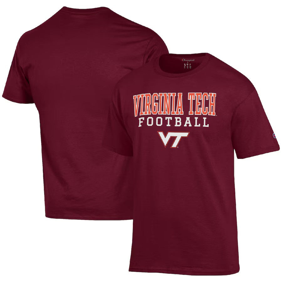 Virginia Tech Hokies Champion Football Stack T-Shirt - Maroon - UKASSNI