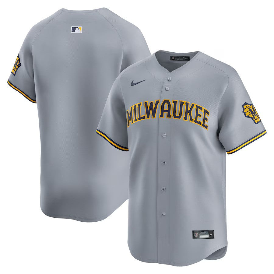 Milwaukee Brewers Nike Away Limited Jersey - Gray - UKASSNI