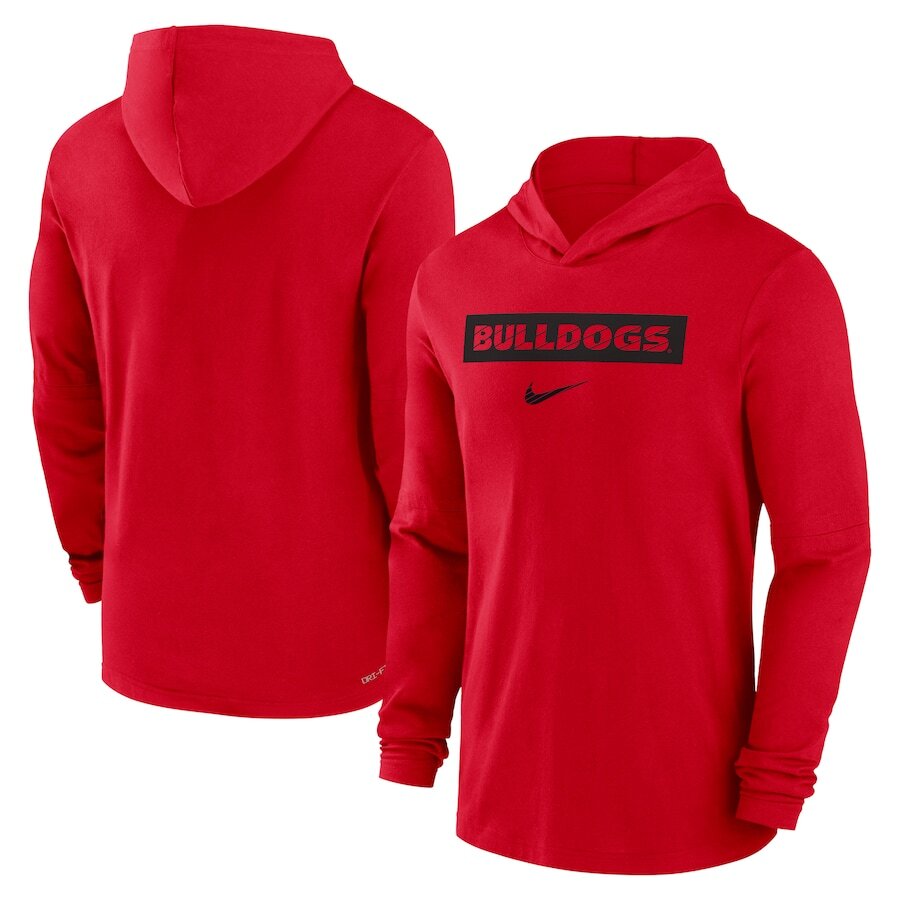 Georgia Bulldogs Nike 2024 Sideline Hoodie Performance Long Sleeve T-Shirt - Red - UKASSNI