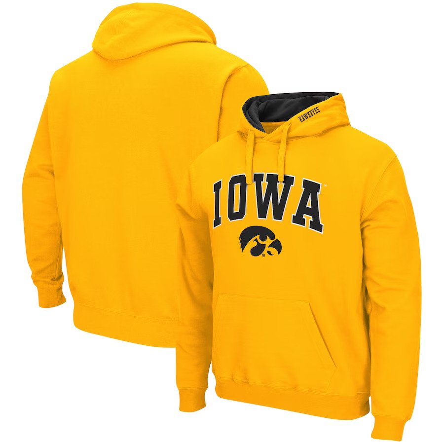 Iowa Hawkeyes Colosseum Arch & Logo 3.0 Pullover Hoodie - Gold - UKASSNI
