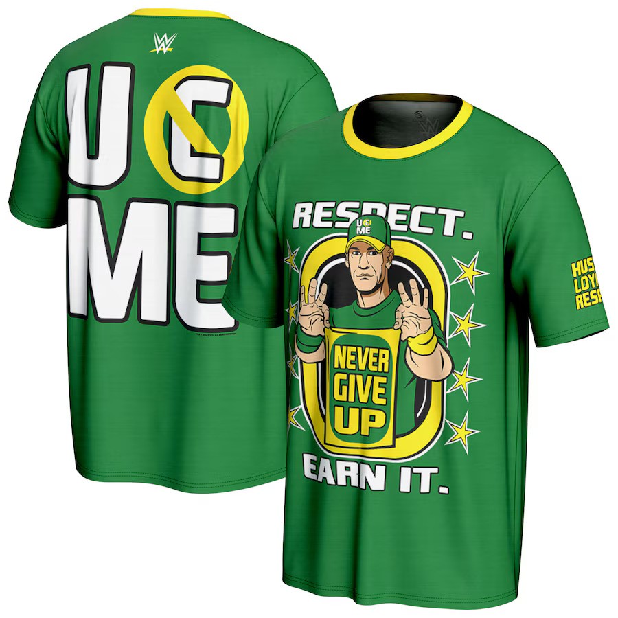 John Cena WWE ProSphere U Can't See Me T-Shirt - Green - UKASSNI