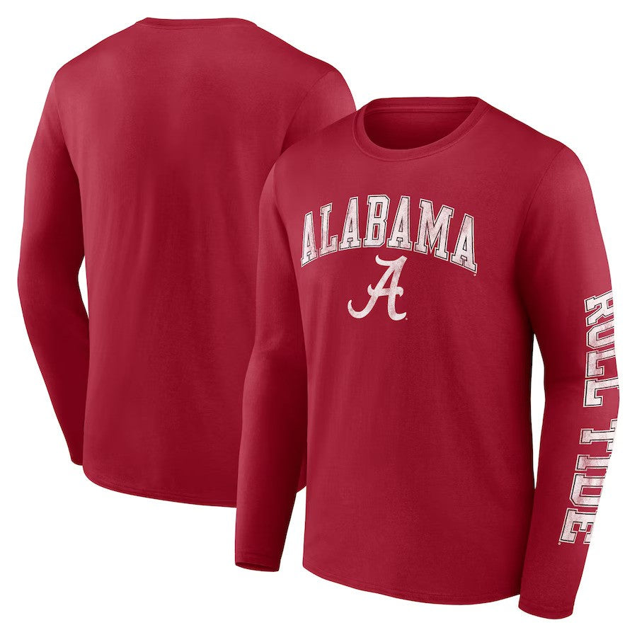 Alabama Crimson Tide Fanatics Branded Distressed Arch Over Logo Long Sleeve T-Shirt - Crimson - UKASSNI