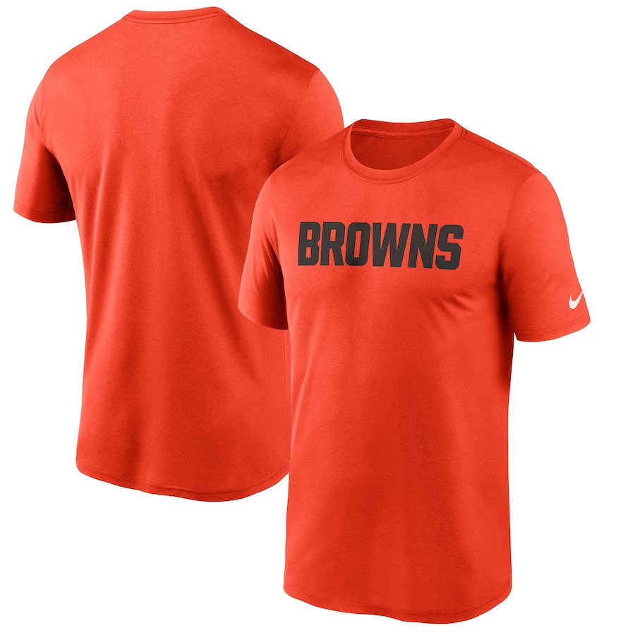 Cleveland Browns NFL UK Nike Wordmark Legend Performance T-Shirt - Orange - UKASSNI