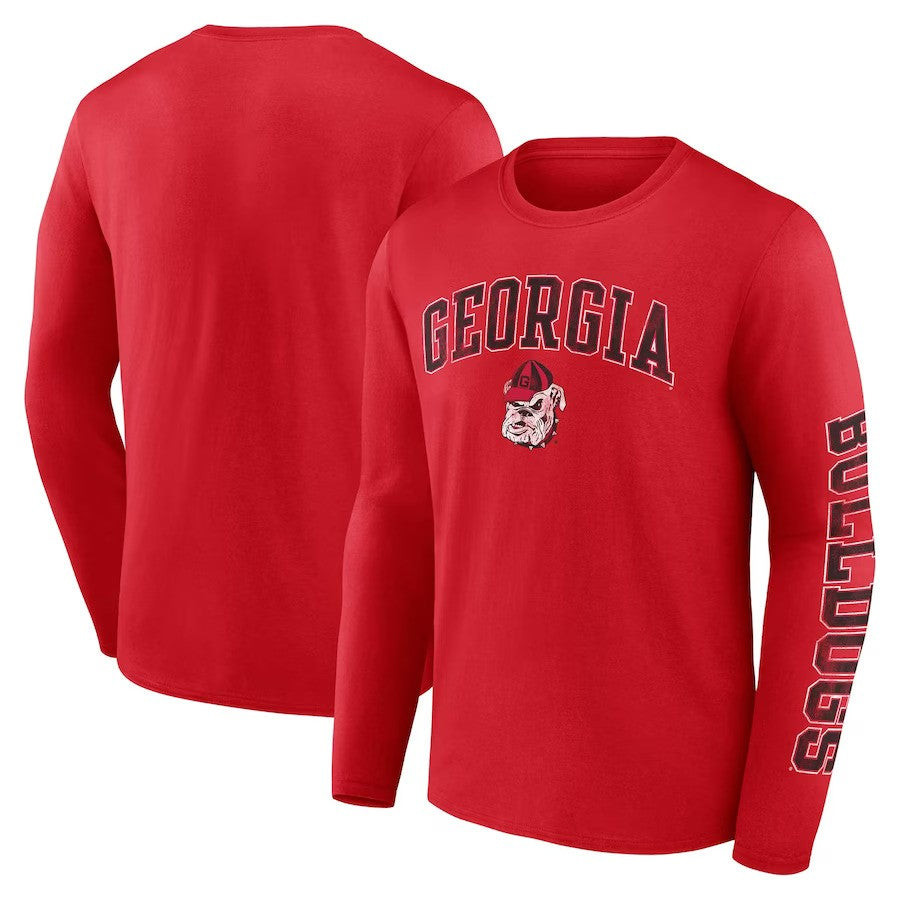 Georgia Bulldogs Fanatics Branded Distressed Arch Over Logo Long Sleeve T-Shirt - Red - UKASSNI