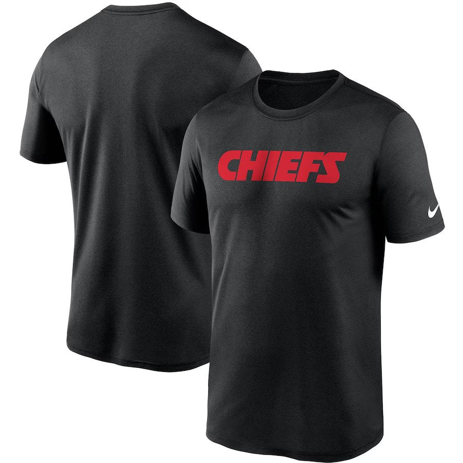 Kansas City Chiefs NFL UK Nike Wordmark Legend Performance T-Shirt - Black - UKASSNI