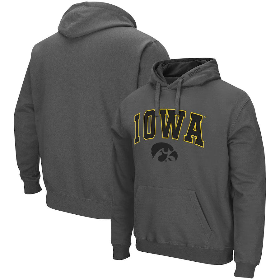 Iowa Hawkeyes Colosseum Arch & Logo 3.0 Pullover Hoodie - Charcoal - UKASSNI