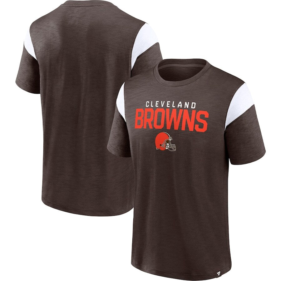 Cleveland Browns Fanatics Old School Play Slub T-Shirt - Brown - UKASSNI