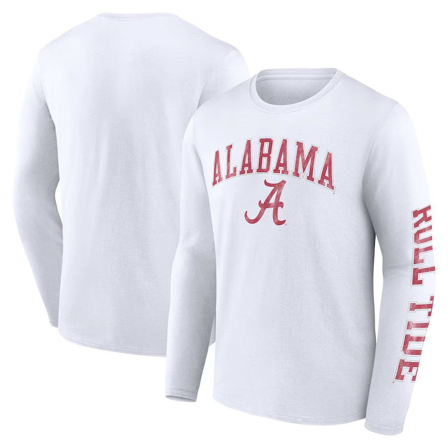 Alabama Crimson Tide Fanatics Branded Distressed Arch Over Logo Long Sleeve T-Shirt - White - UKASSNI