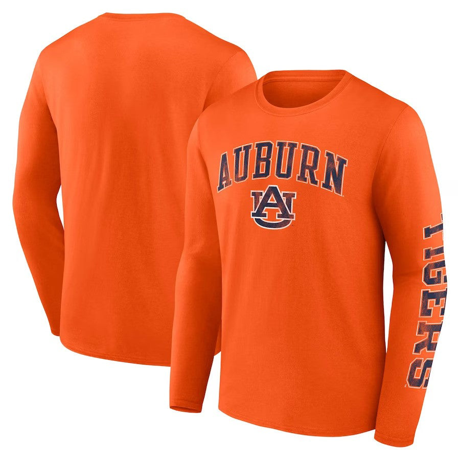 Auburn Tigers Fanatics Branded Distressed Arch Over Logo Long Sleeve T-Shirt - Orange - UKASSNI