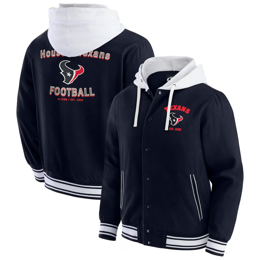 Houston Texans NFL Darius Rucker Collection by Fanatics Full-Snap Hoodie Jacket - Navy - USA Stock - UKASSNI