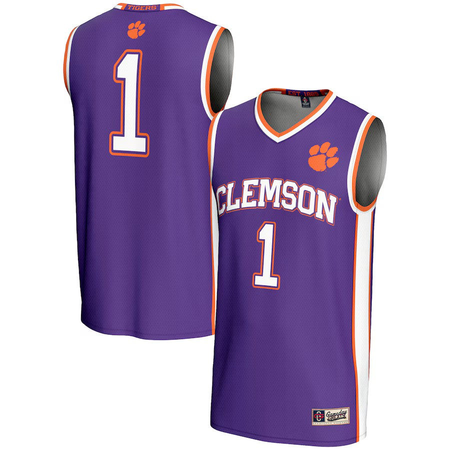 #1 Clemson Tigers NCAA GameDay Greats Lightweight Basketball Jersey - Purple - UKASSNI